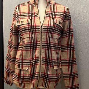 Rachel Zoe Red and Tan Plaid  Jacket